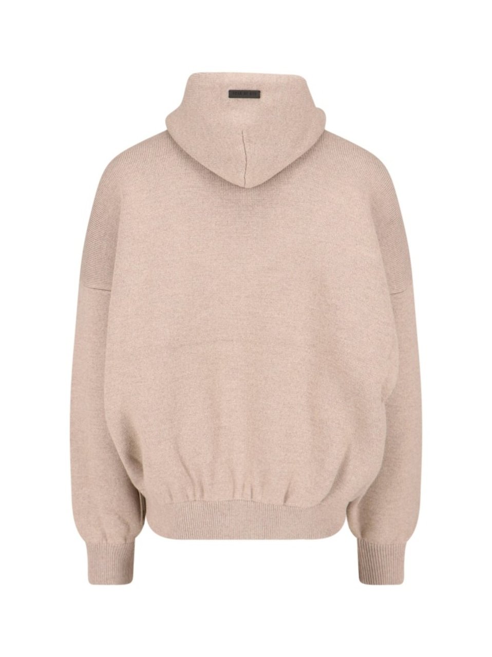 Fear of God Knitted Hoodie In Beige Wool Engraved Logo Tag Neutraal
