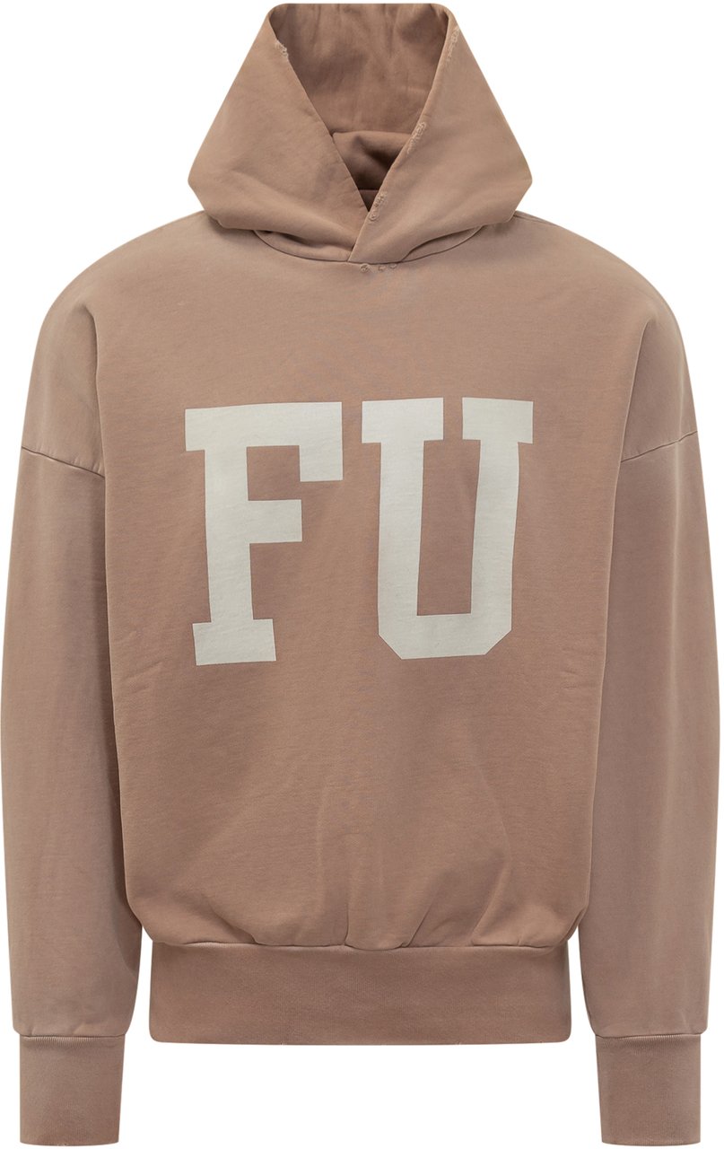 Fear of God Felpa con Cappuccio Rosa con Stampa Fear of God Beige