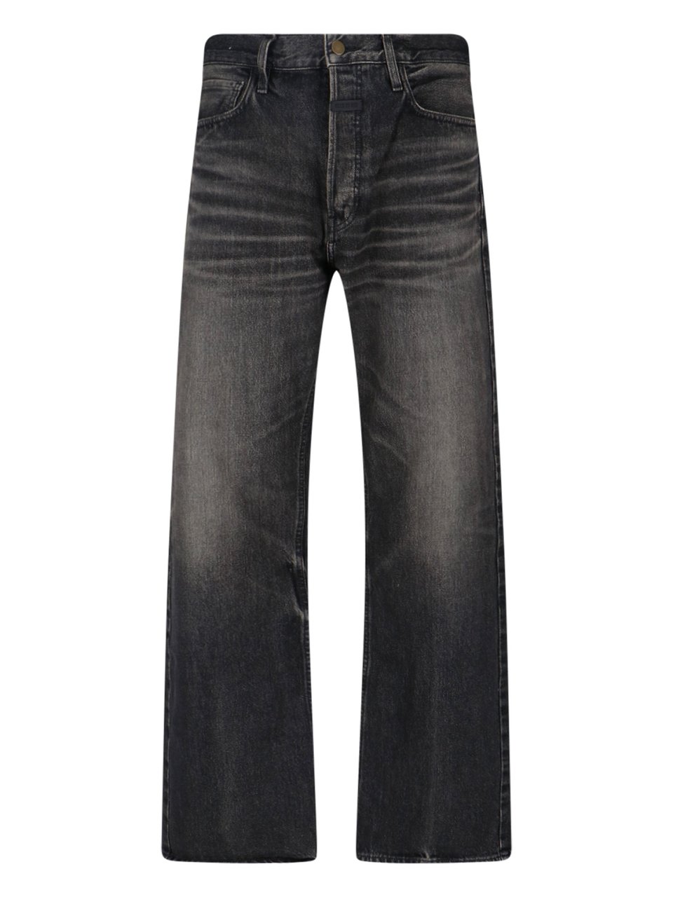 Fear of God Straight-Leg Black Denim Jeans With Logo Detail Zwart