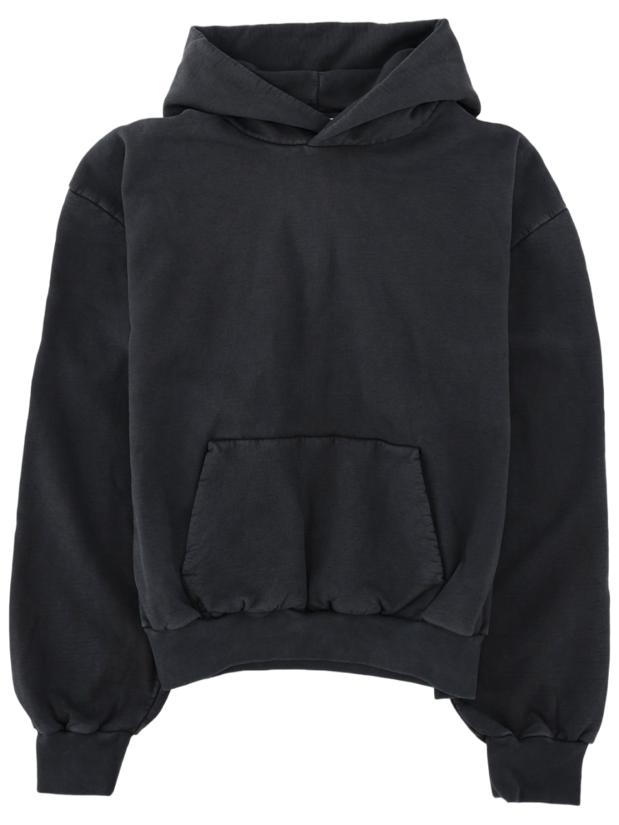 Fear of God Cropped Thick Cotton Kangaroo Hoodie Zwart