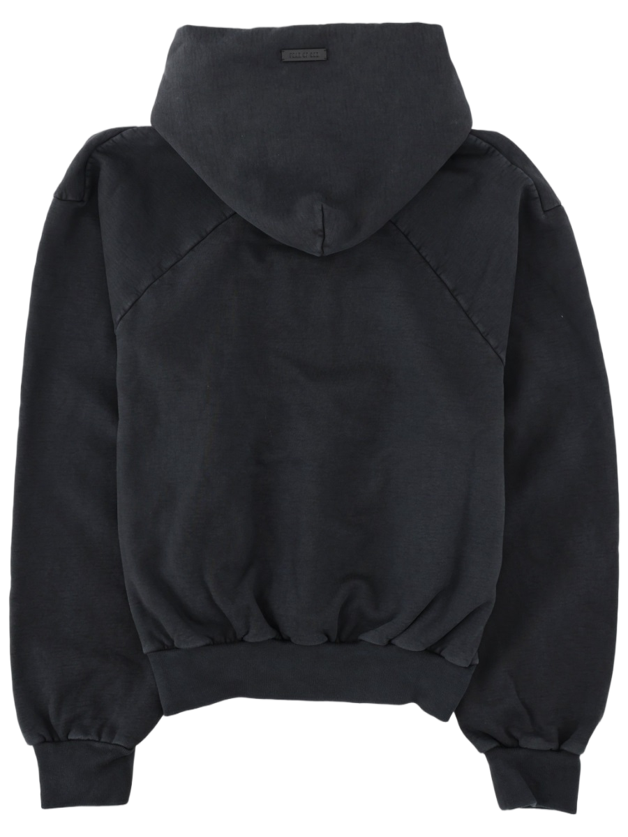 Fear of God Cropped Thick Cotton Kangaroo Hoodie Zwart