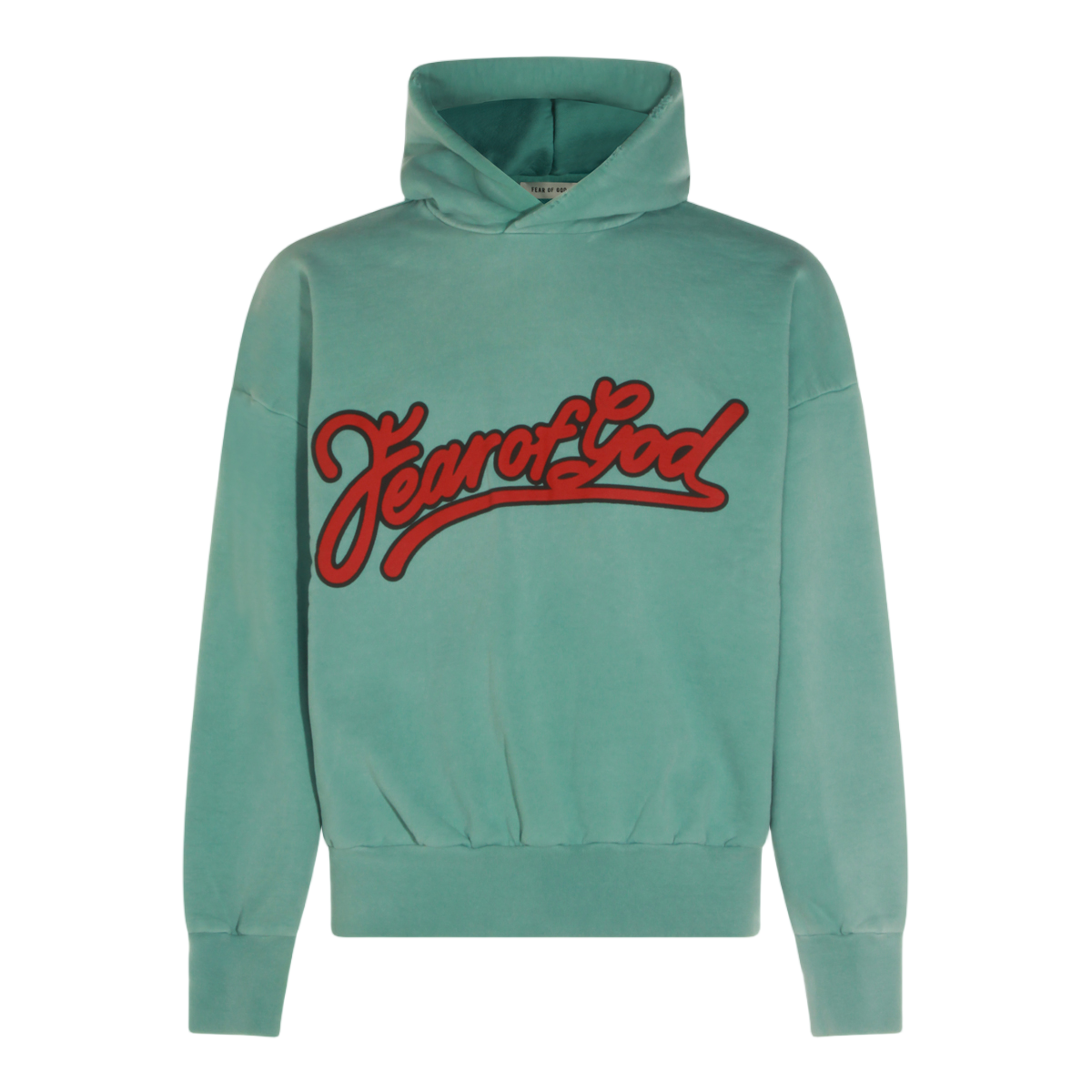 Fear of God Relaxed Fit Hoodie In Muted Green Fabric With Bold Logo Blauw