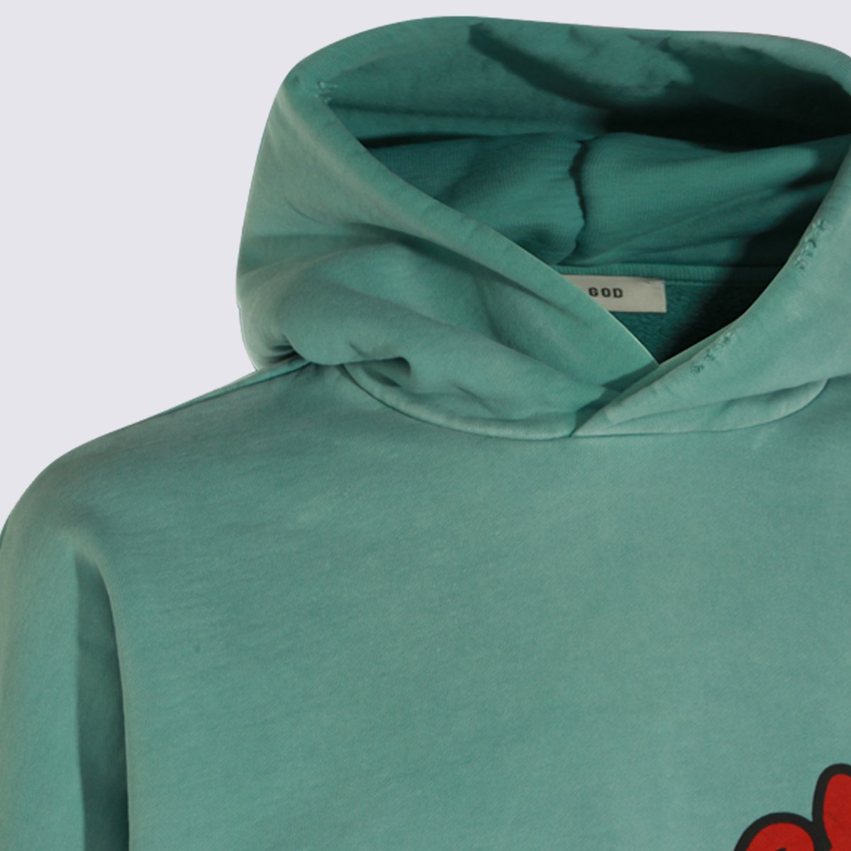 Fear of God Relaxed Fit Hoodie In Muted Green Fabric With Bold Logo Blauw