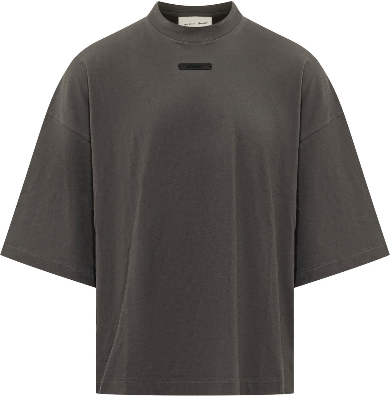 Fear of God T-shirt Oversize con Placca Logo Donkergrijs