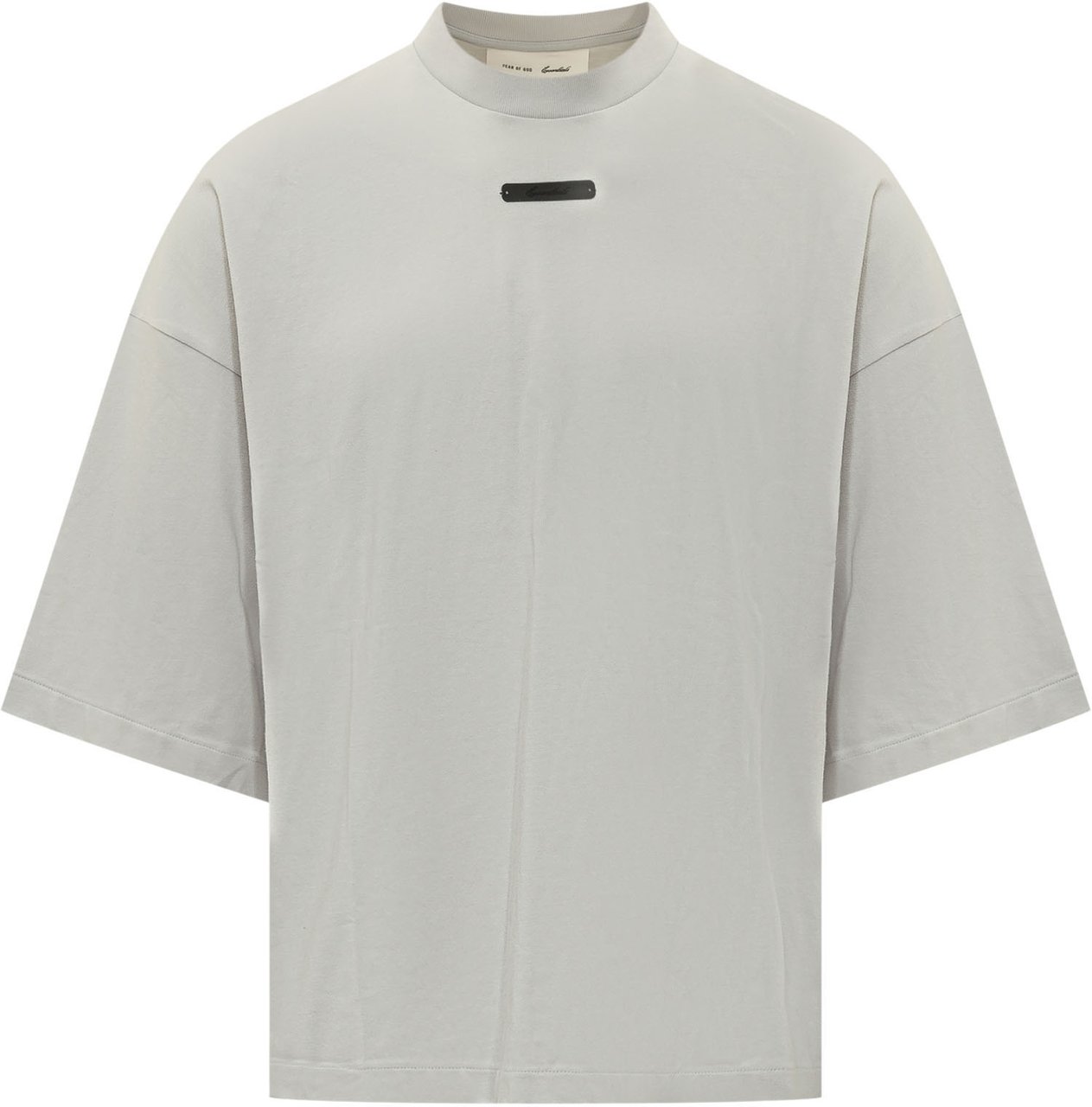 Fear of God T-shirt Oversize con Placca Logo Lichtgrijs