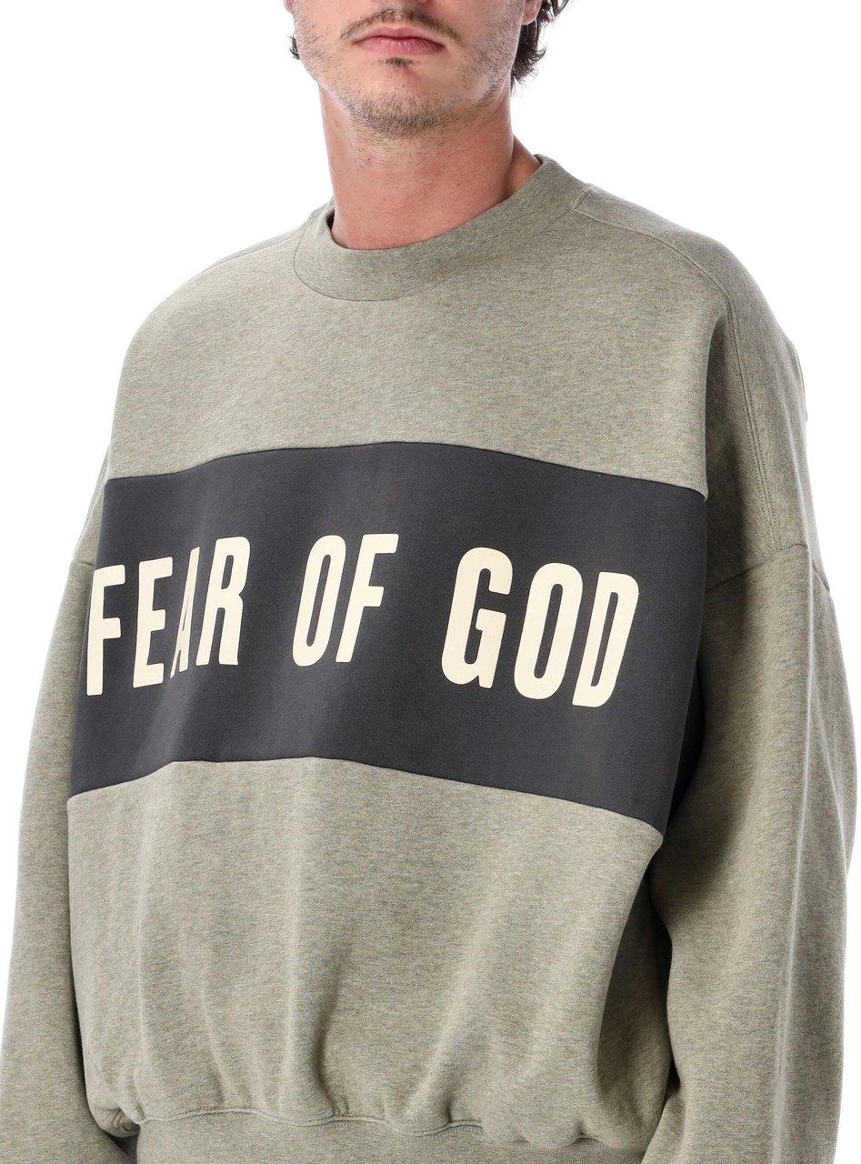 Fear of God Cropped Relaxed Panelled Sweatshirt Seal Heather Taupe
