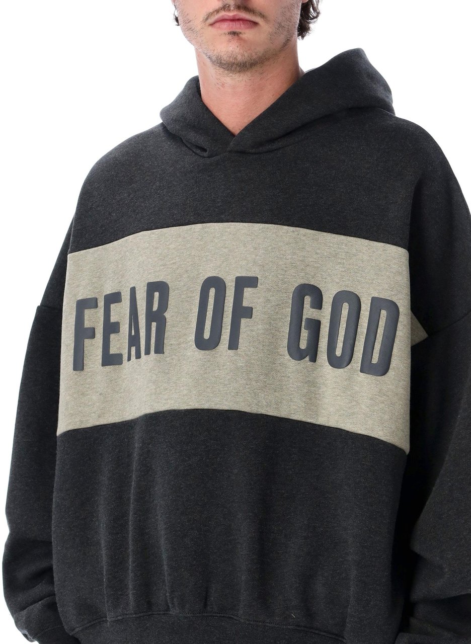 Fear of God Cropped Relaxed Panelled Hoodie Iron Grey Donkergrijs
