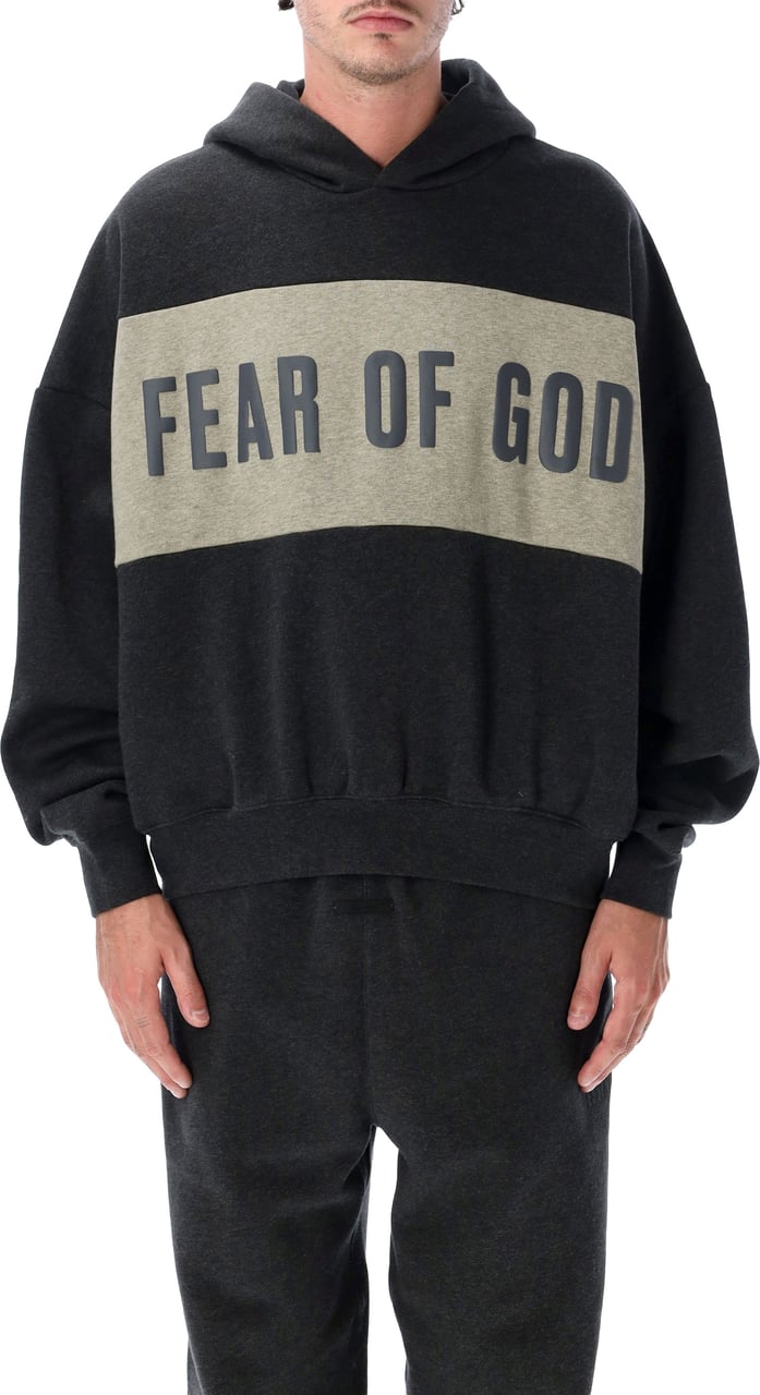 Fear of God Cropped Relaxed Panelled Hoodie Iron Grey Donkergrijs