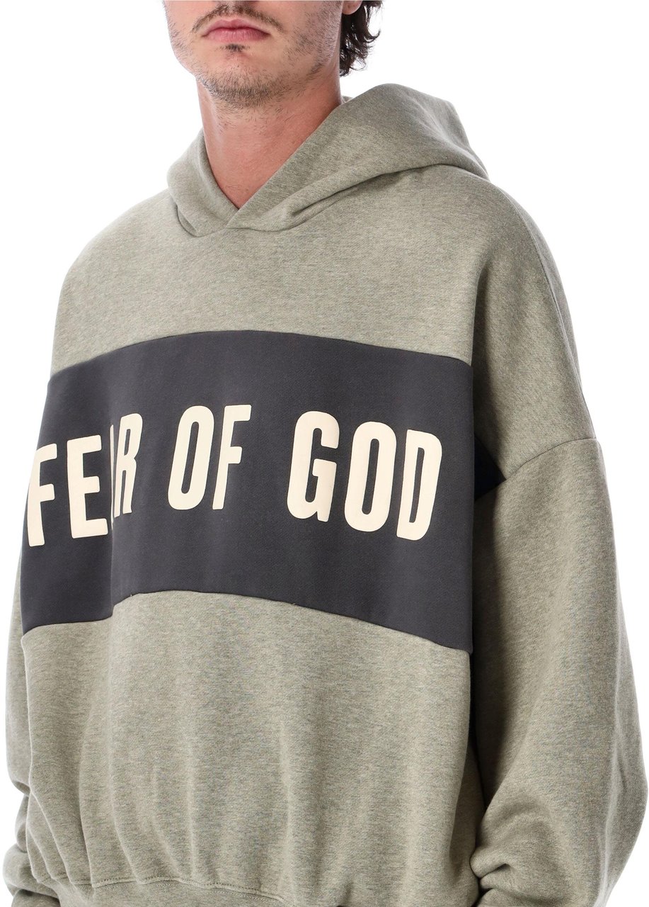 Fear of God Cropped Relaxed Panelled Hoodie Seal Heather Lichtgrijs