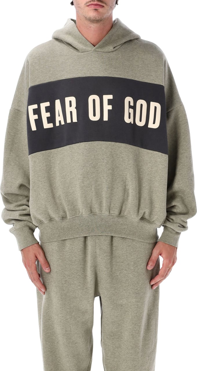 Fear of God Cropped Relaxed Panelled Hoodie Seal Heather Lichtgrijs