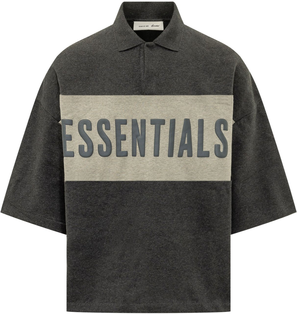 Fear of God Polo Corta con Pannello Grafico Donkergrijs
