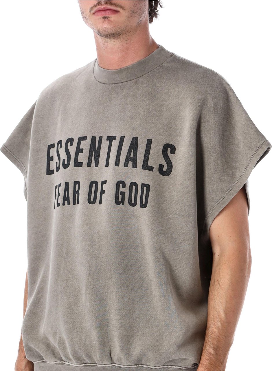 Fear of God Relaxed Fleece Cutoff Sweatshirt Washed Seal Taupe