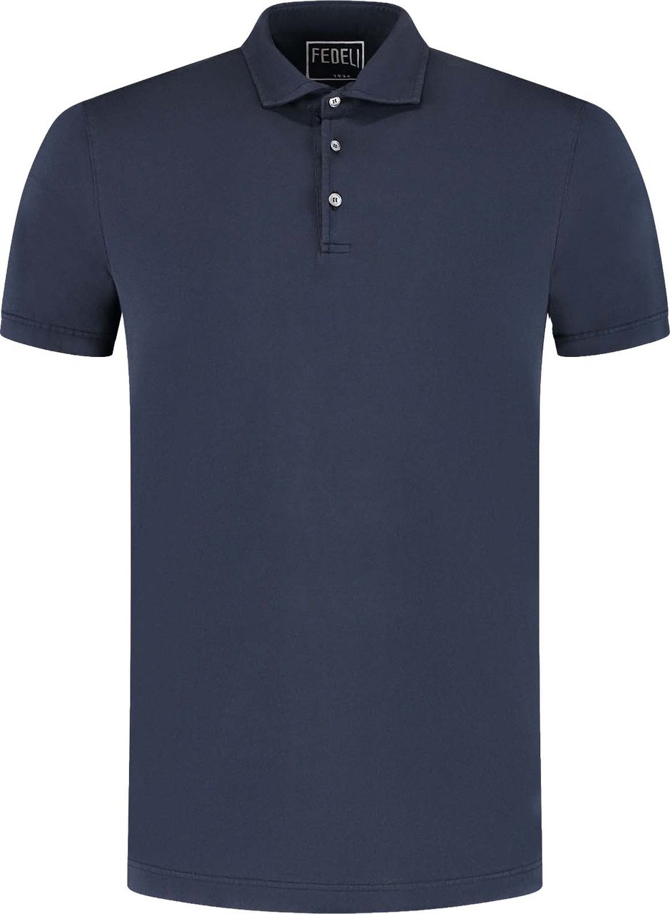 Fedeli Polo Dieci Mm. Jersey Giza Dusty Blauw