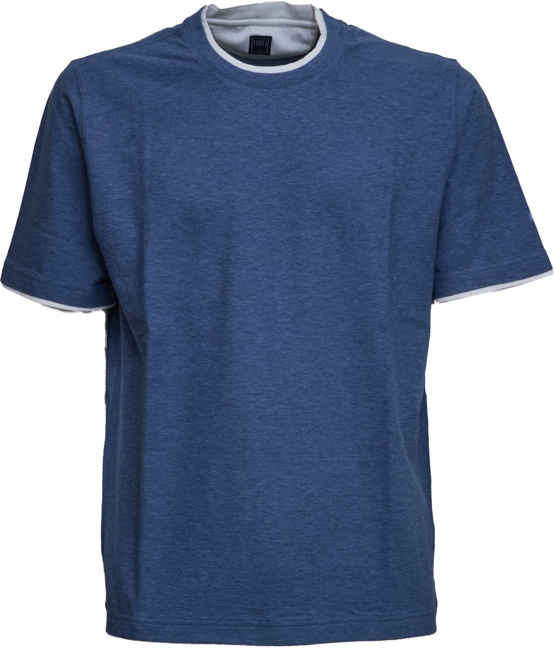 Fedeli T-shirt Duo M/m Jersey Melange Blauw