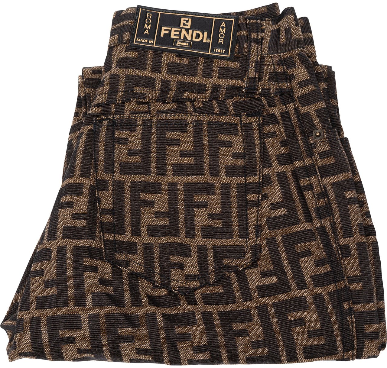 Fendi FF Monogram Women Jeans Pants (D 36 / IT 40) Bruin