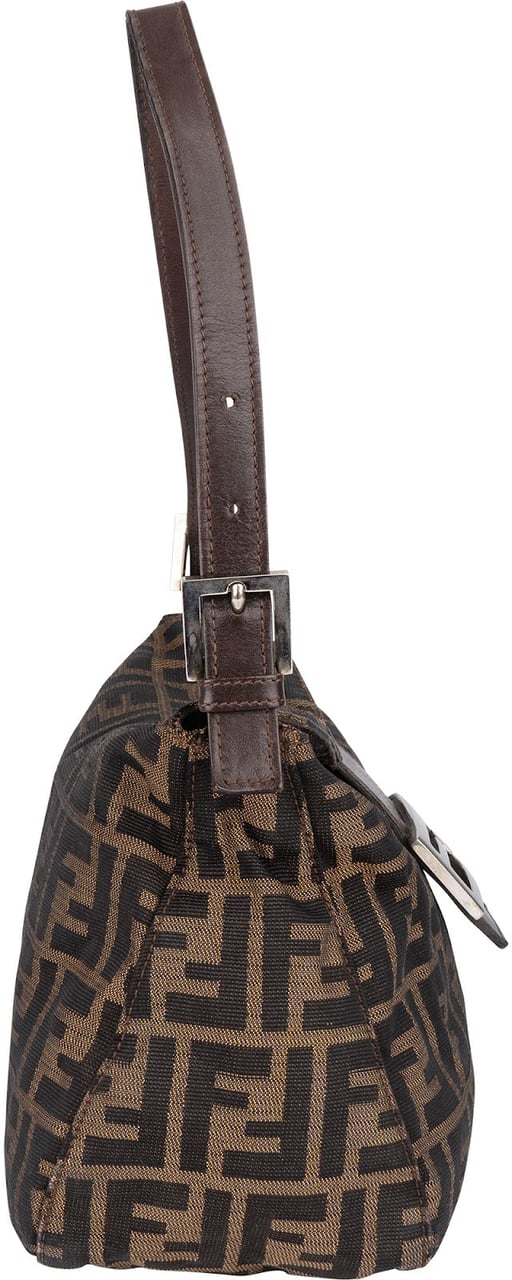 Fendi Fendi FF Monogram Baguette Buckle Shoulder Bag Bruin