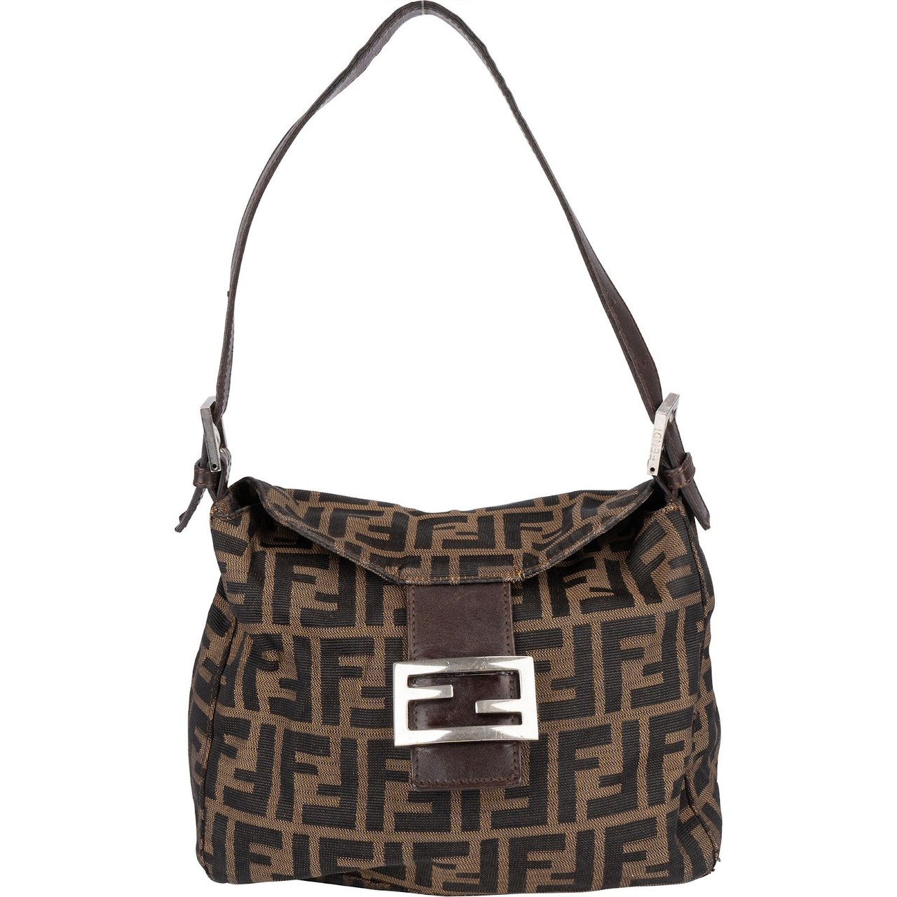 Fendi Fendi FF Monogram Baguette Buckle Shoulder Bag Bruin