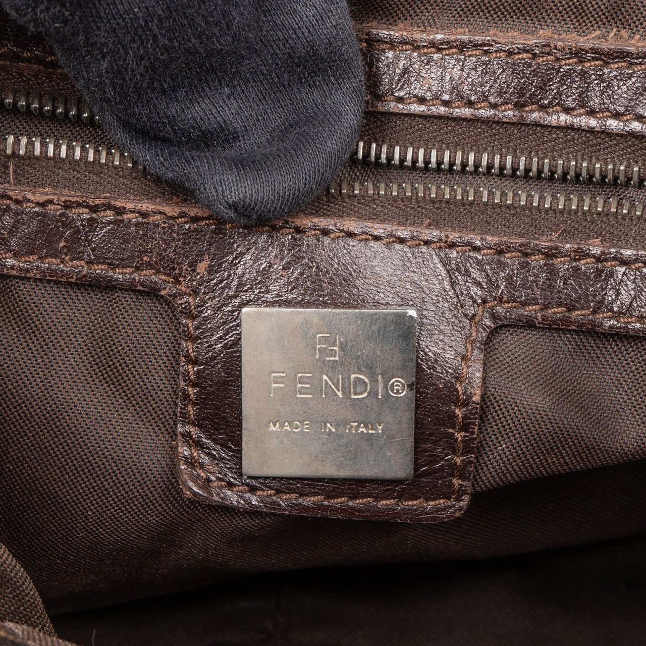 Fendi Fendi FF Monogram Baguette Buckle Shoulder Bag Bruin