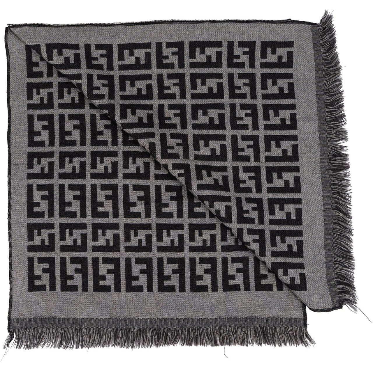 Fendi Fendi Wool Monogram FF Logo Schal Scarf Zwart