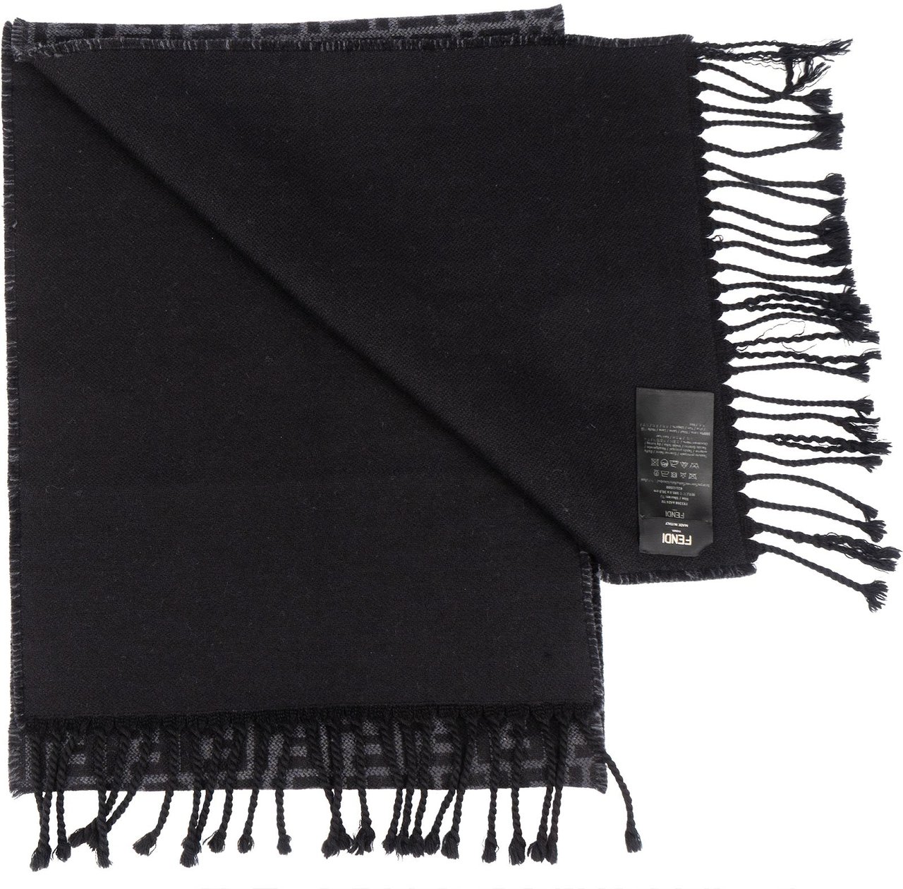 Fendi Fendi Wool Monogram FF Schal Scarf Zwart