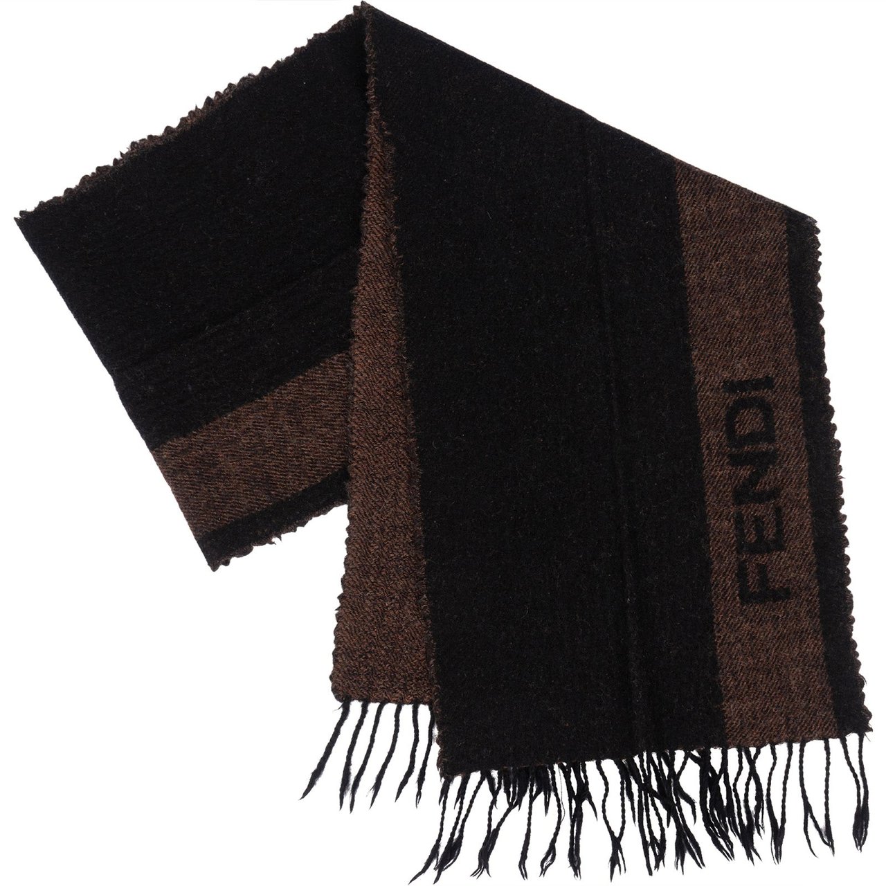 Fendi Fendi Wool Striped Scarf Schal Bruin