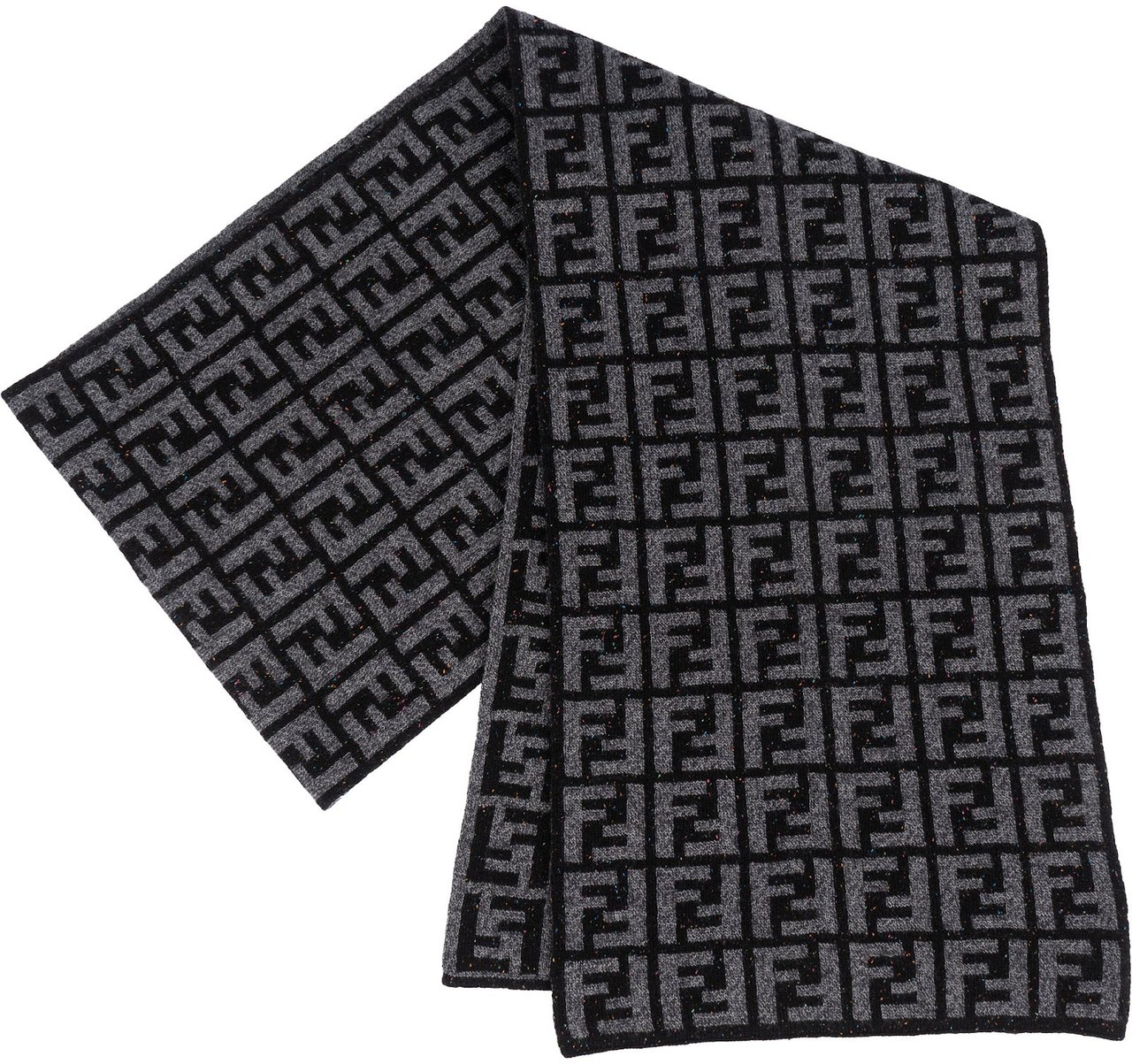 Fendi Fendi Wool Monogram FF Logo Schal Scarf Zwart