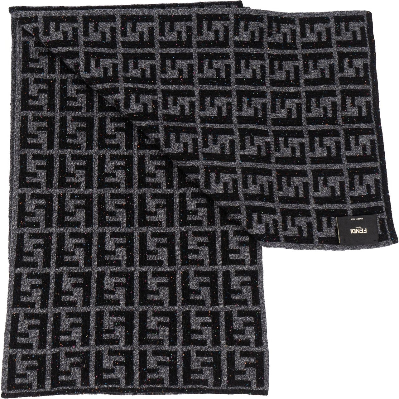 Fendi Fendi Wool Monogram FF Logo Schal Scarf Zwart