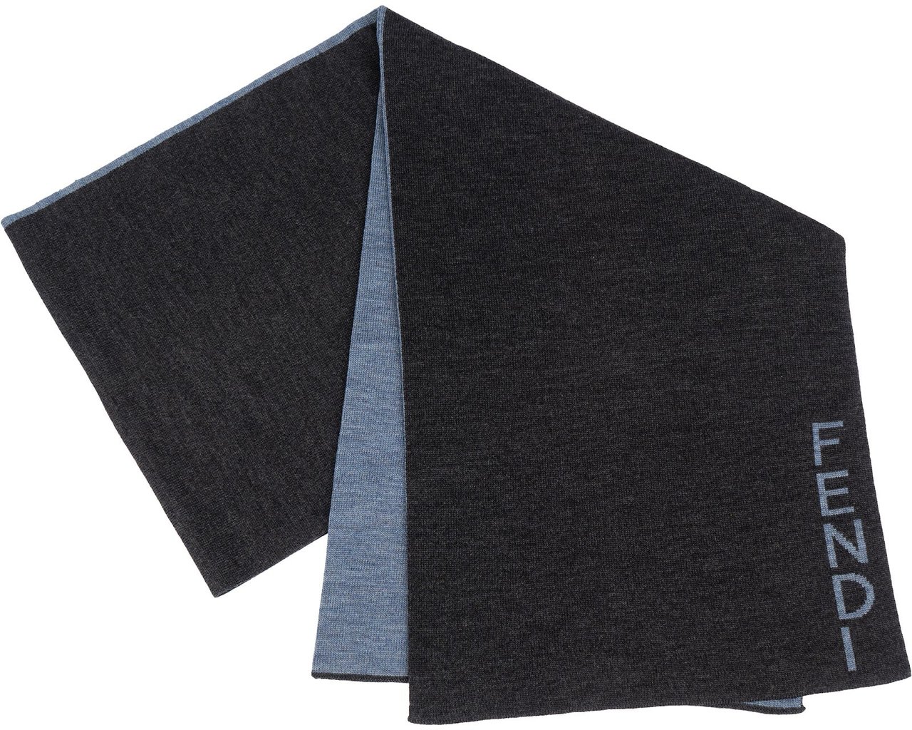 Fendi Fendi Reversible Wool Logo Scarf Blauw
