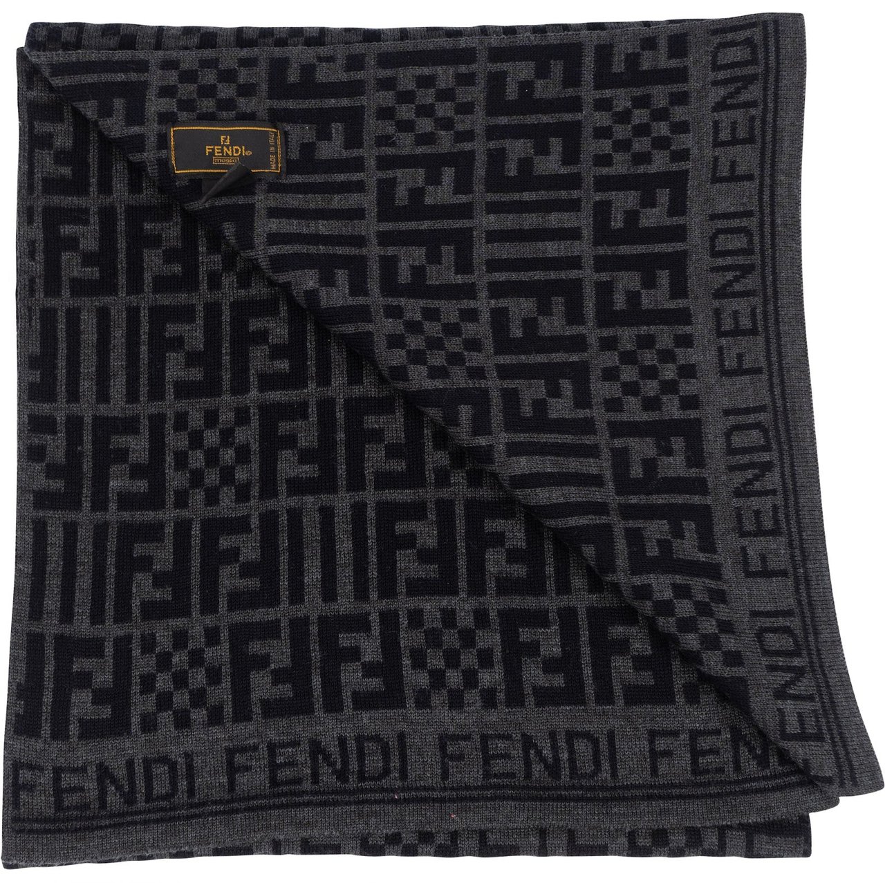 Fendi Fendi Wool FF Monogram Schal Scarf Zwart