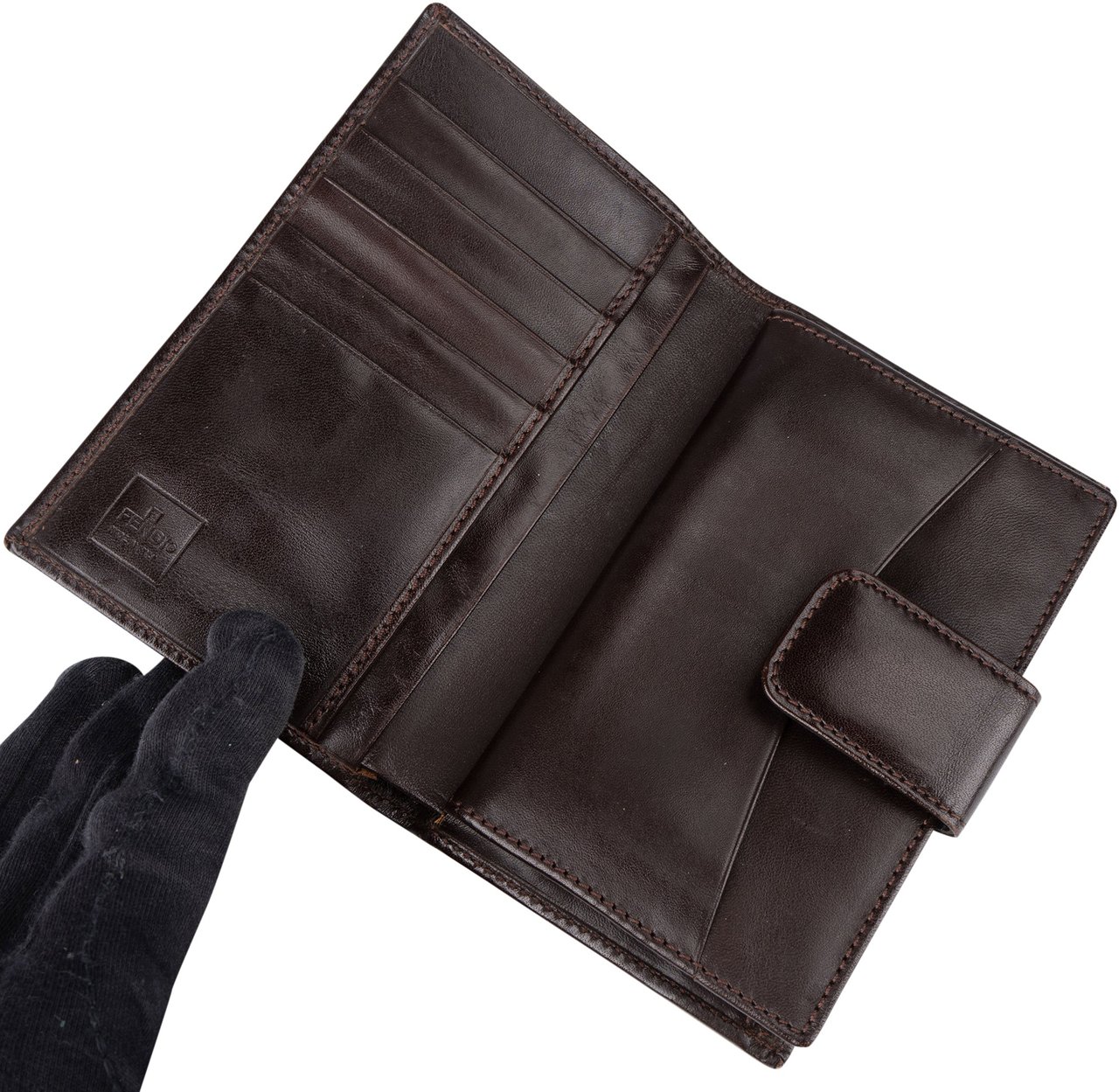 Fendi Fendi FF Monogram Canvas Zucca Kiss Lock Wallet Bruin