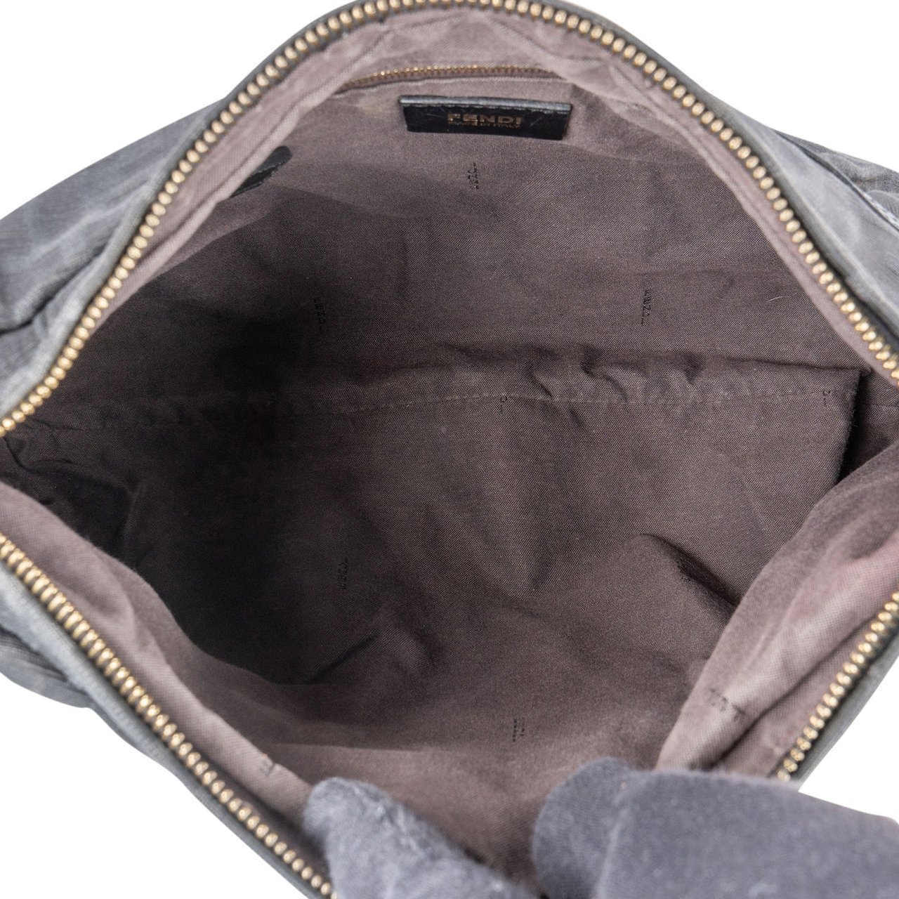 Fendi Fendi Monogram Zucca Canvas Chef Hobo Shoulder Bag Zwart