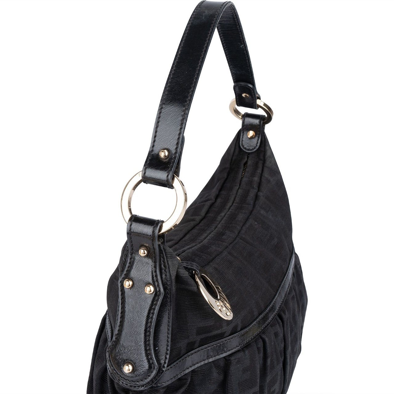 Fendi Fendi Monogram Zucca Canvas Chef Hobo Shoulder Bag Zwart