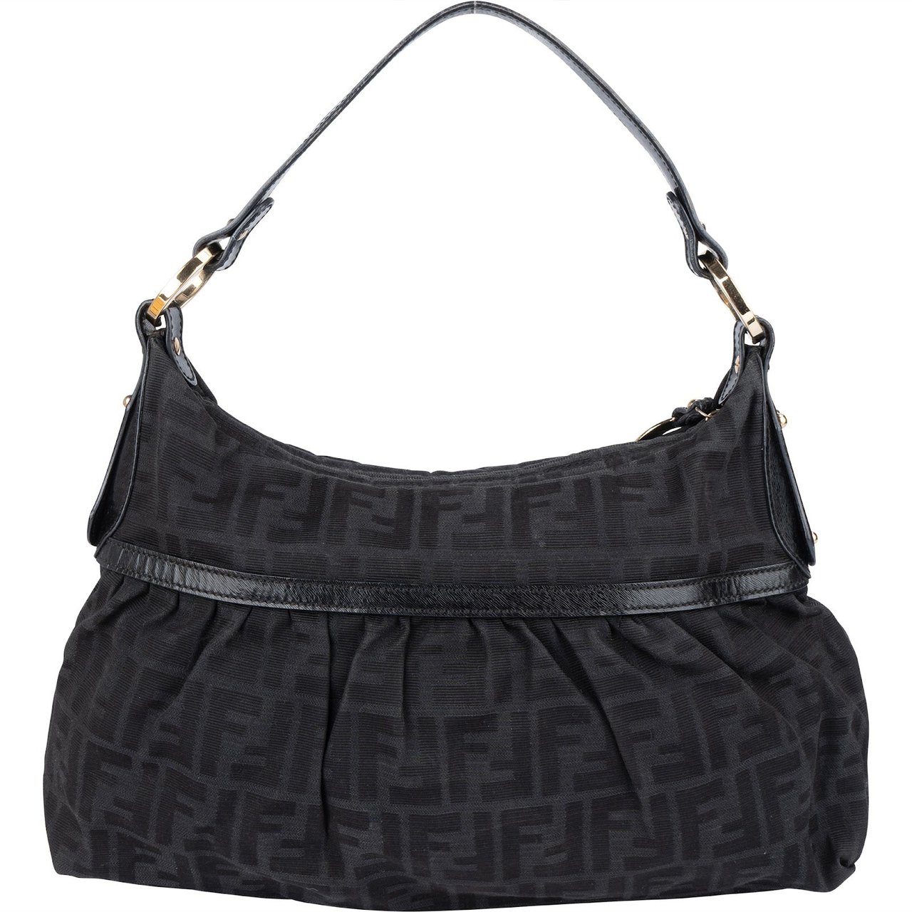 Fendi Fendi Monogram Zucca Canvas Chef Hobo Shoulder Bag Zwart