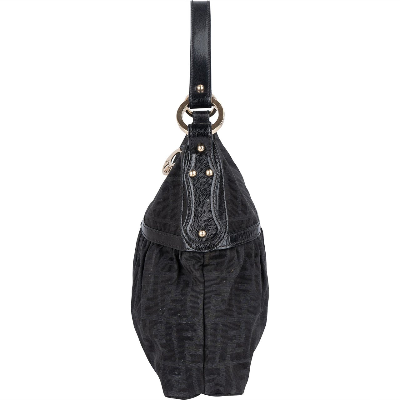 Fendi Fendi Monogram Zucca Canvas Chef Hobo Shoulder Bag Zwart