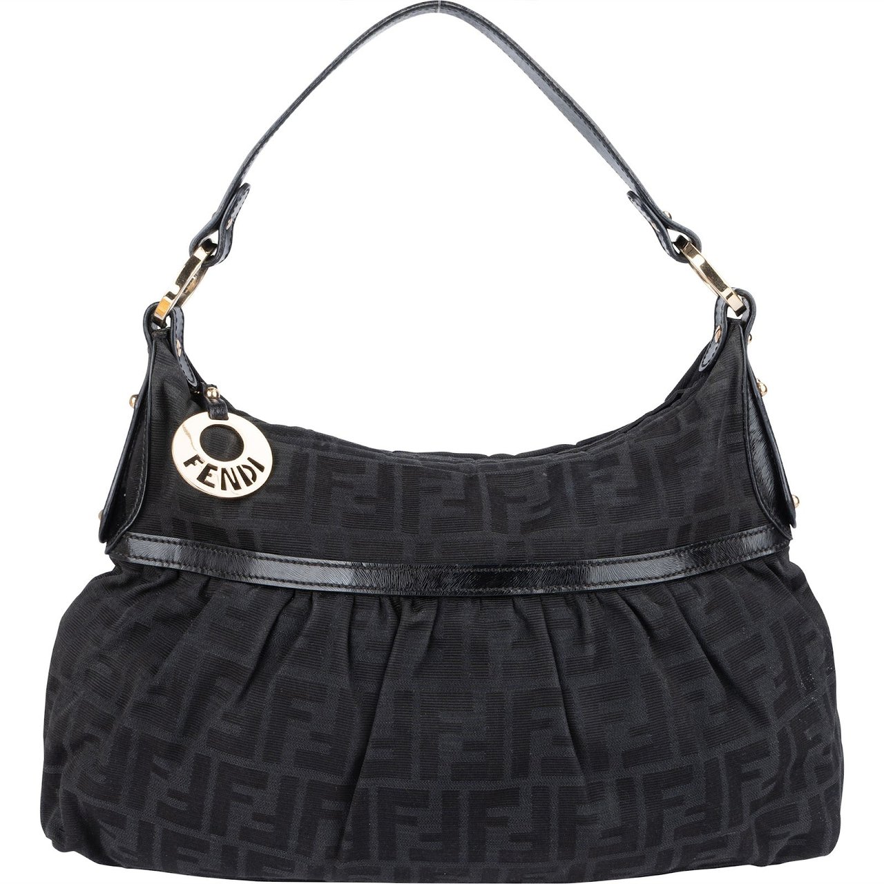 Fendi Fendi Monogram Zucca Canvas Chef Hobo Shoulder Bag Zwart