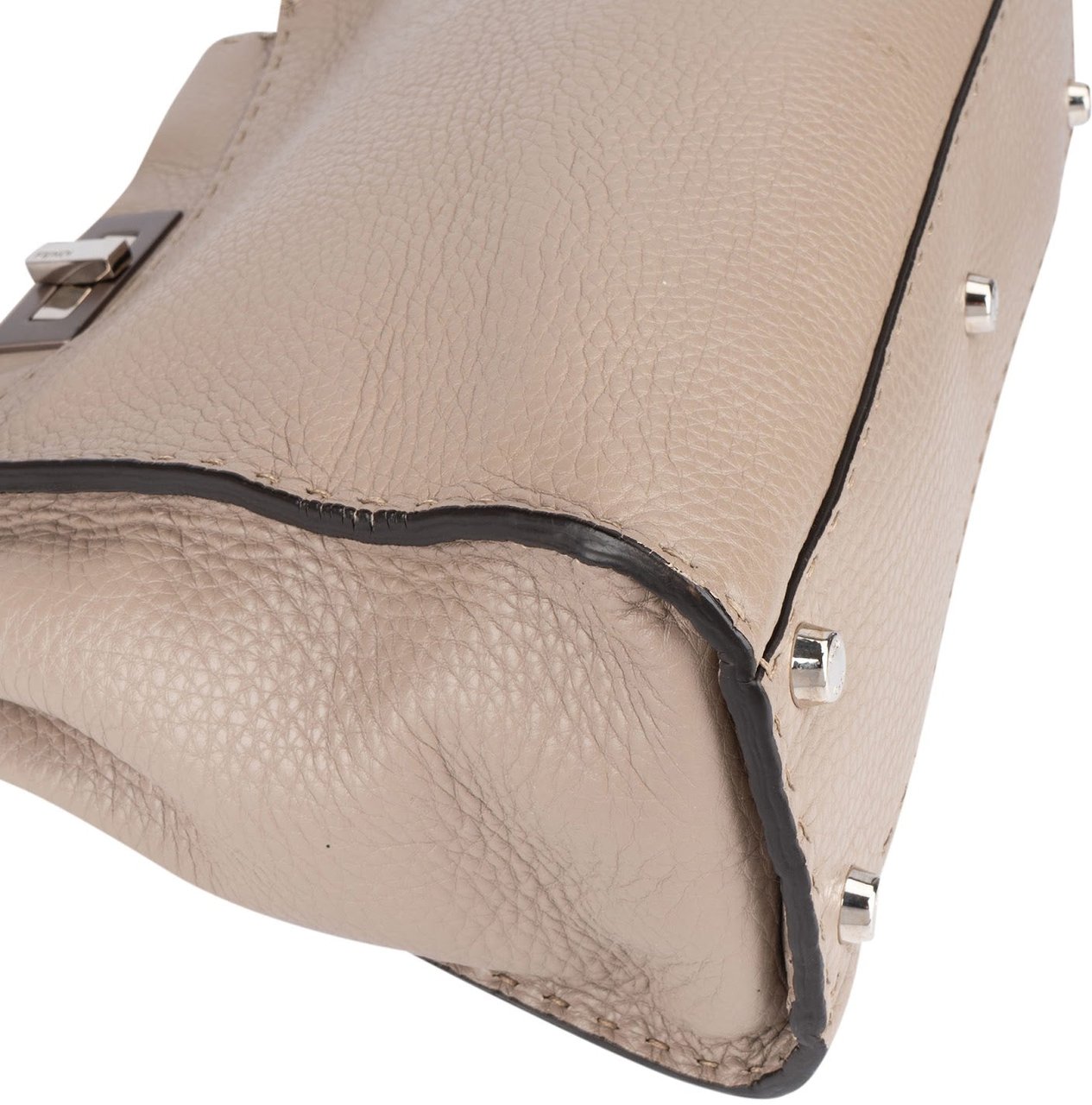 Fendi Fendi Selleria Leather Peekaboo Handbag Beige