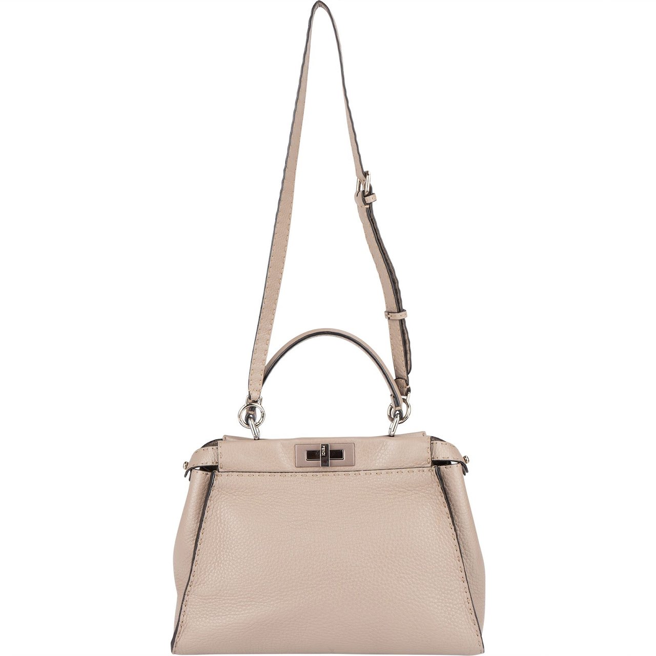 Fendi Fendi Selleria Leather Peekaboo Handbag Beige