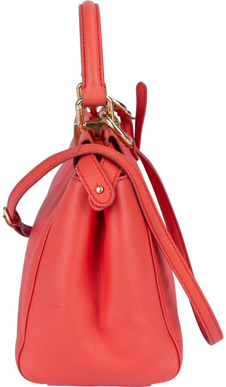 Fendi Fendi Leather Peekaboo Mini Handbag Oranje