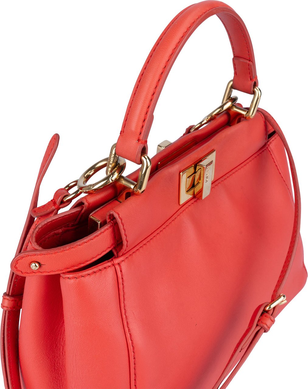 Fendi Fendi Leather Peekaboo Mini Handbag Oranje