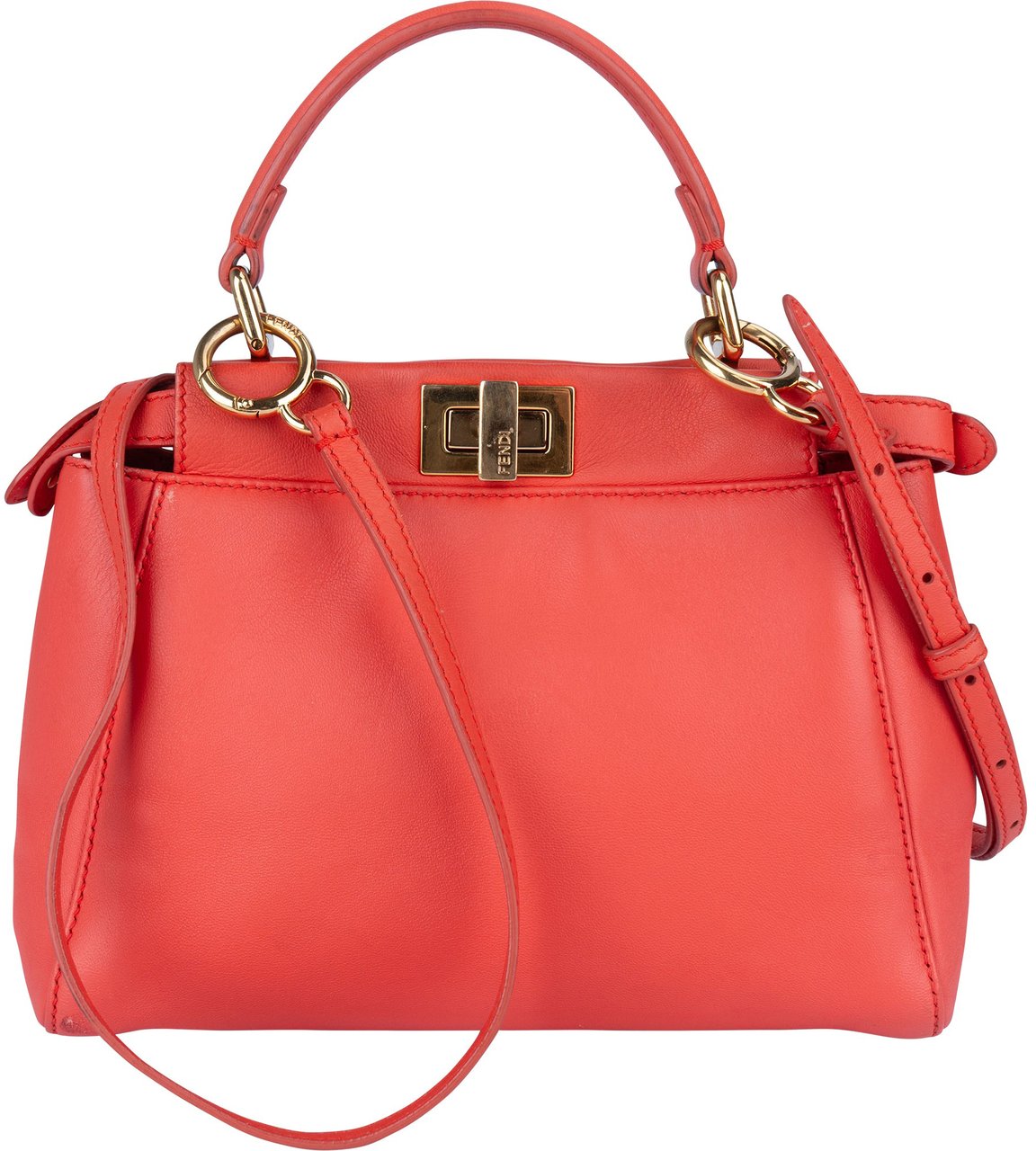 Fendi Leather Peekaboo Mini Handbag Oranje