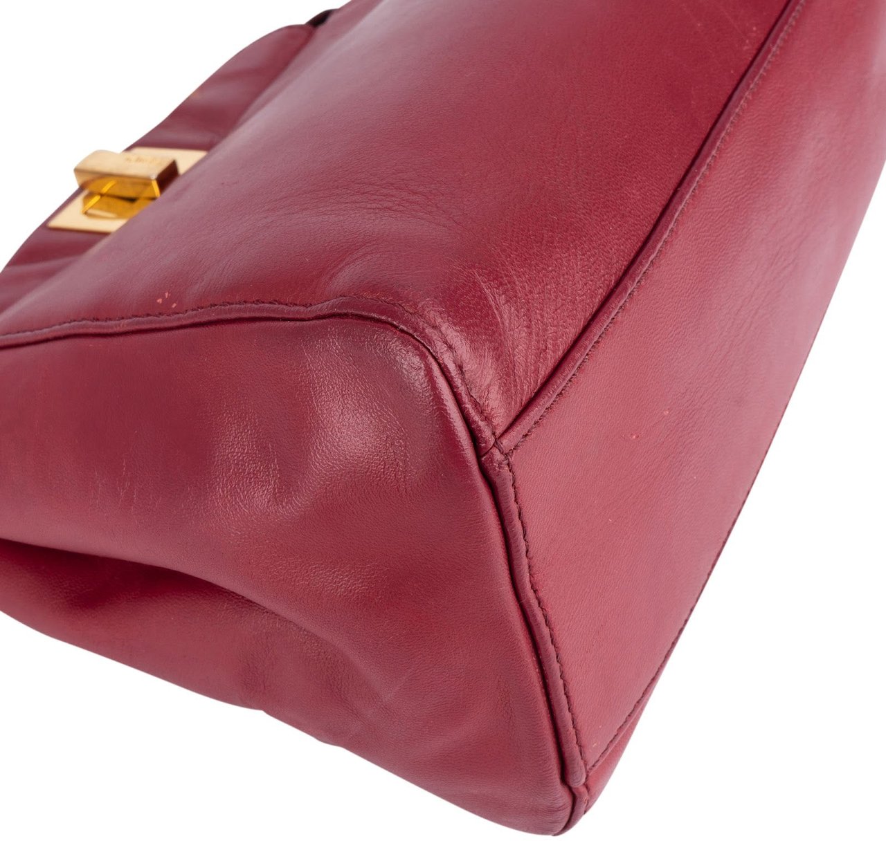 Fendi Fendi Leather Peekaboo Mini Handbag Rood