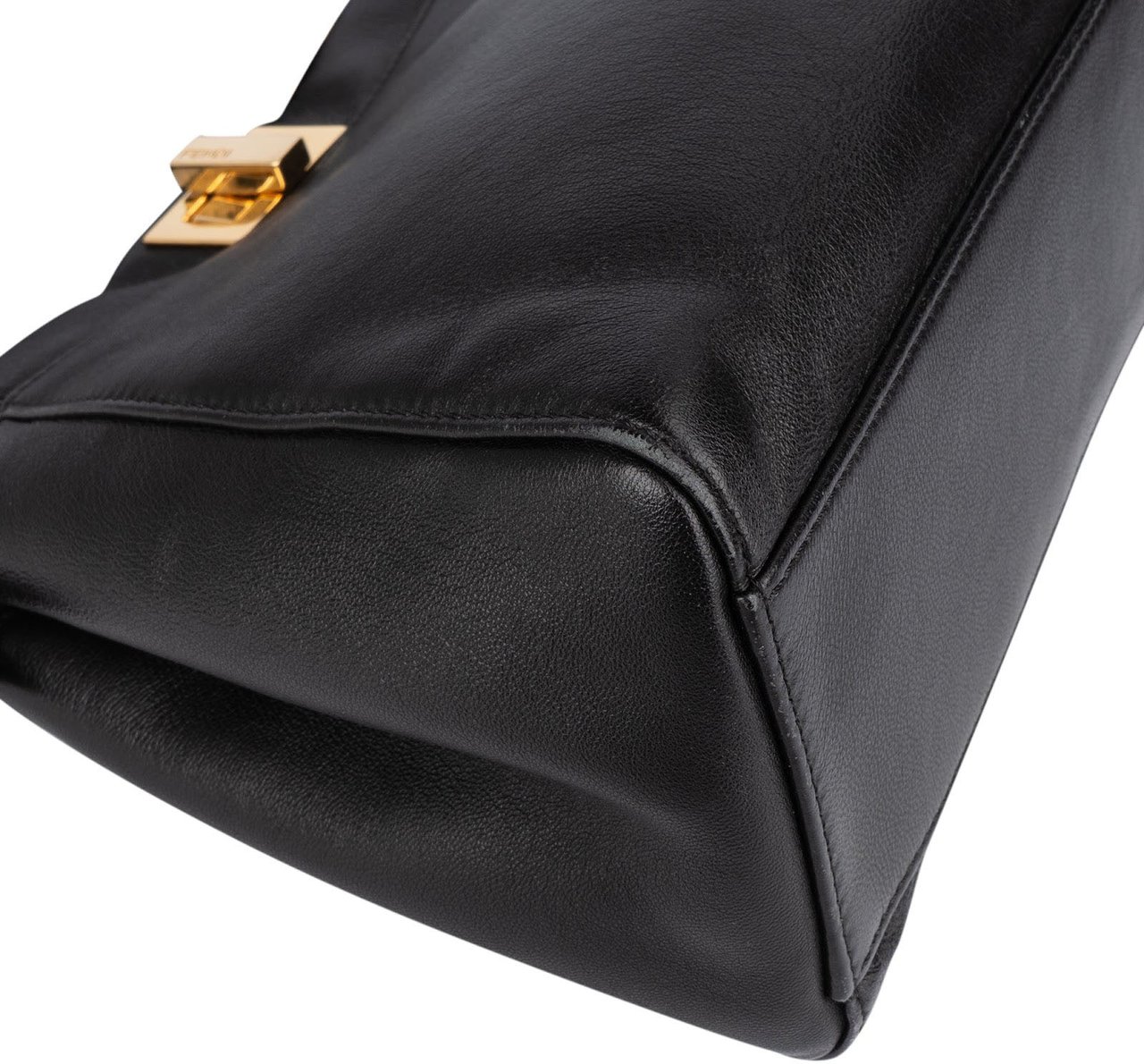 Fendi Fendi Black Leather Mini Peekaboo Handbag Zwart