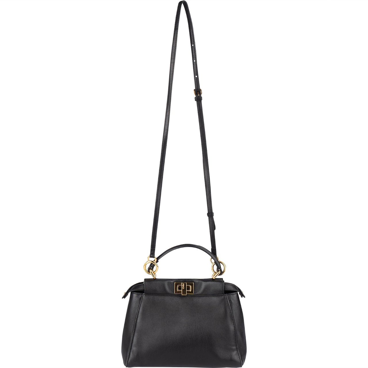 Fendi Black Leather Mini Peekaboo Handbag Zwart