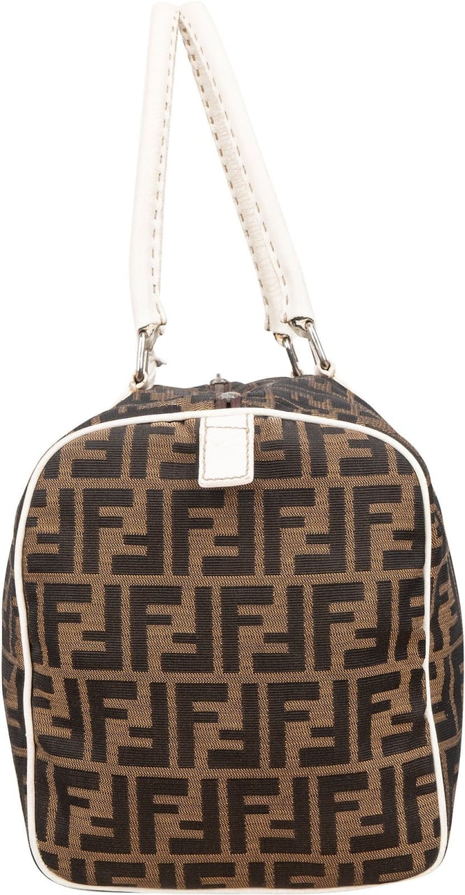 Fendi Fendi Monogram Zucca Canvas Boston Bag Handbag Bruin