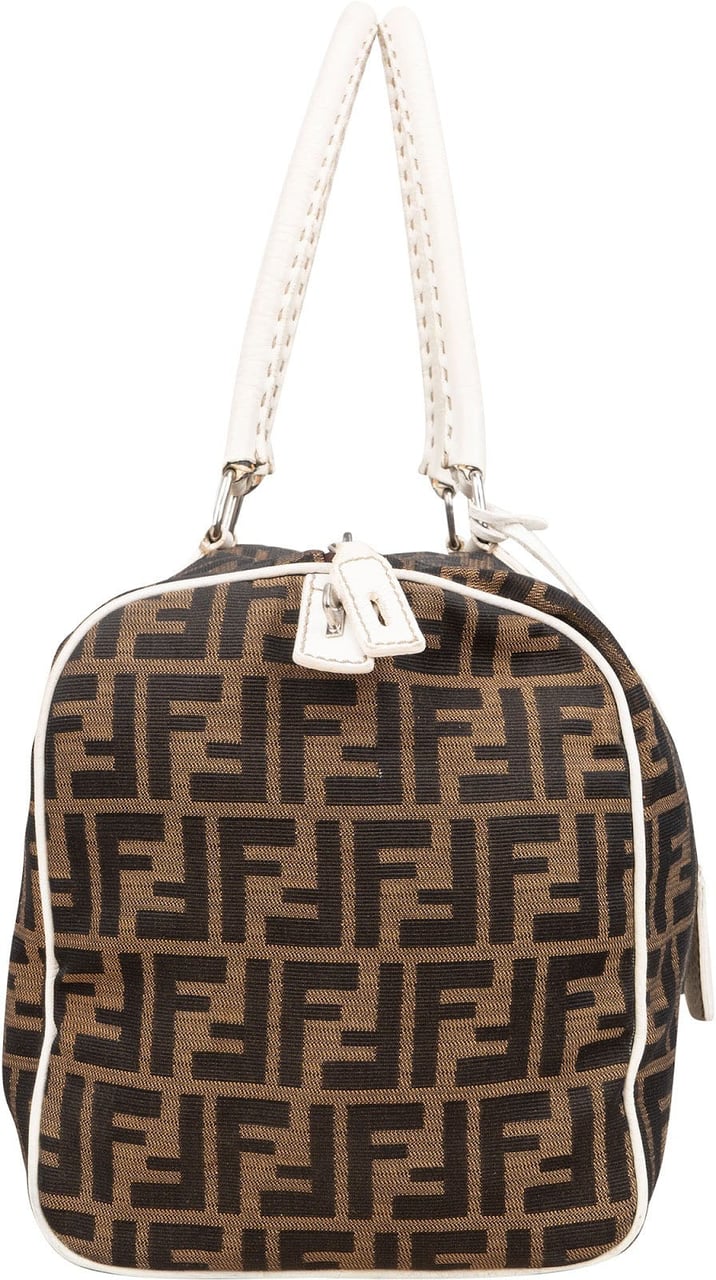 Fendi Fendi Monogram Zucca Canvas Boston Bag Handbag Bruin