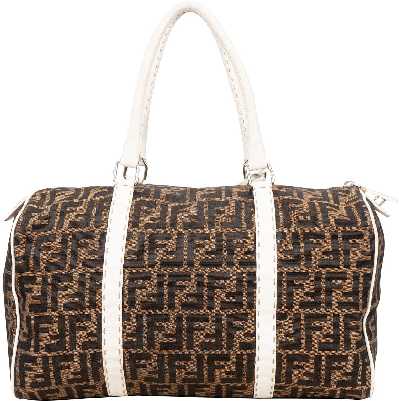 Fendi Fendi Monogram Zucca Canvas Boston Bag Handbag Bruin