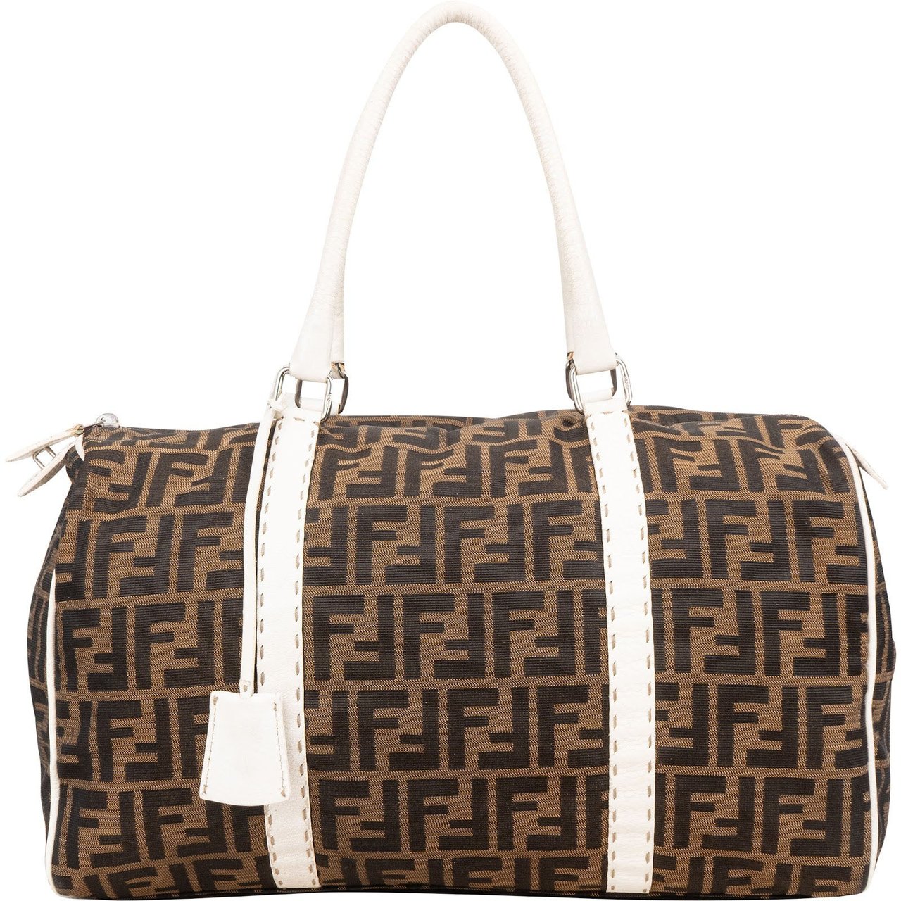 Fendi Fendi Monogram Zucca Canvas Boston Bag Handbag Bruin