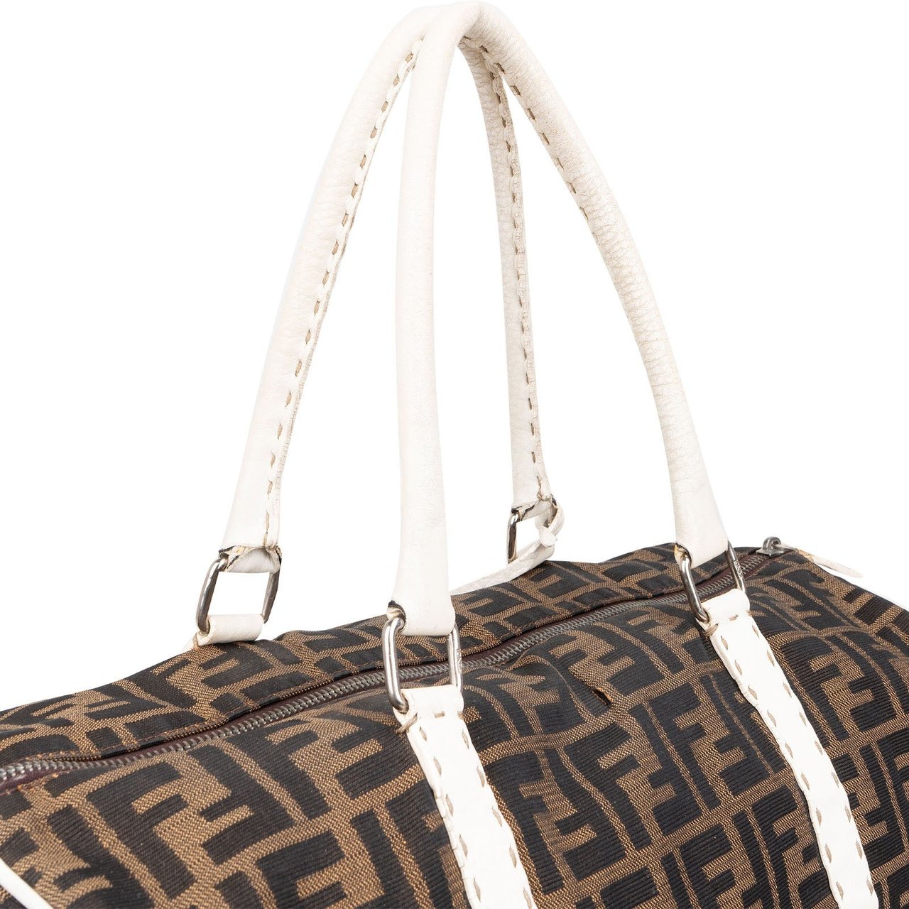 Fendi Fendi Monogram Zucca Canvas Boston Bag Handbag Bruin