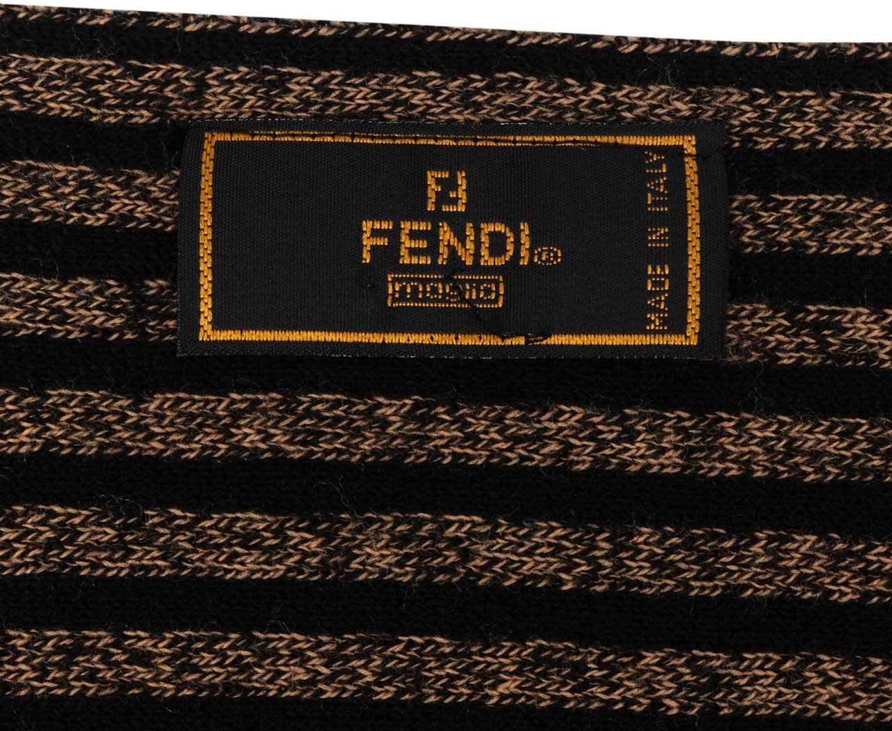 Fendi Fendi Wool Monogram FF Emblem Striped Schal Scarf Bruin