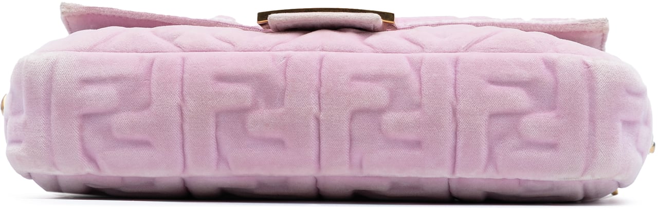 Fendi Zucca Embossed Velvet Baguette Satchel Roze